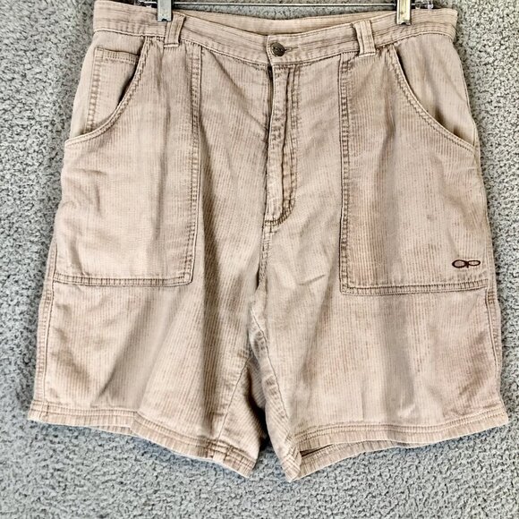 Vintage Ocean Pacific Corduroy Shorts Mens 34 Beige Surf Skate 80s 90s - Picture 1 of 6